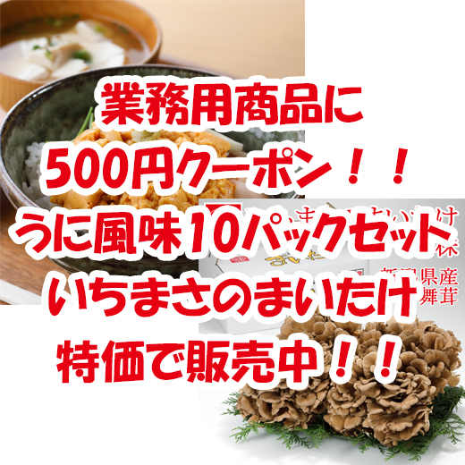 【期間限定】500円クーポン＆【うに風味10Pセット・まいたけ四株】が特別価格！！